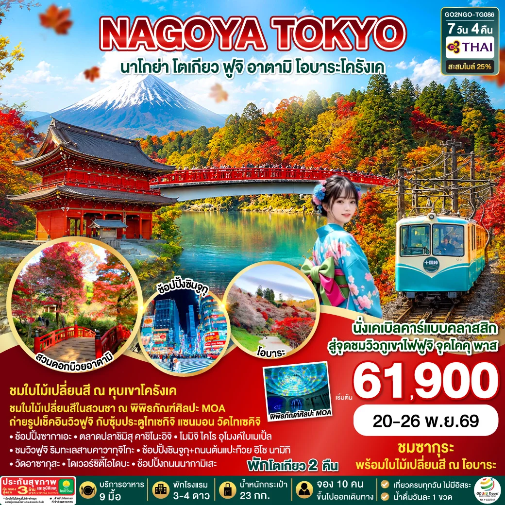 ทัวร์ญี่ปุ่น OBARA KORANKEI ATAMI TOKYO AUTUMN 7วัน 4คืน (TG)